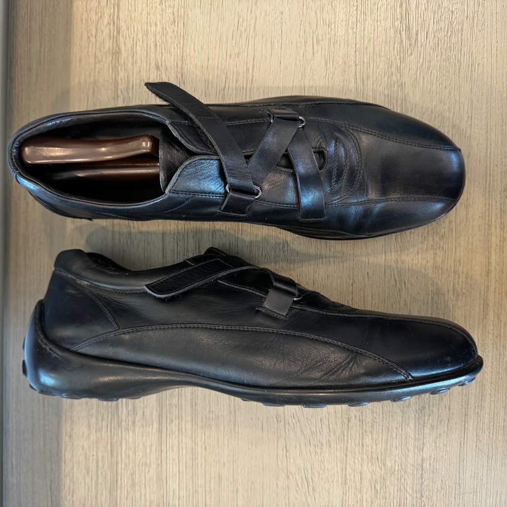 To Boot New York Adam Derrick Men 13 Black Leather Strap Sneaker Italy European